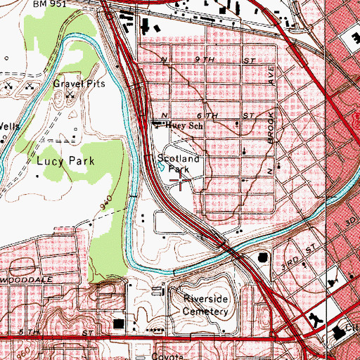 Topographic Map of Scotland Ball Field, TX