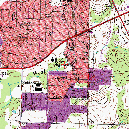 Topographic Map of T K Gorman Catholic School Baseball Field, TX
