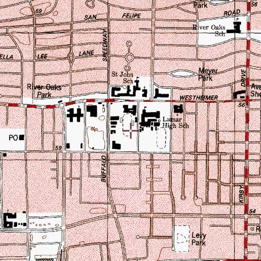 Topographic Map of Taub Baseball Field, TX