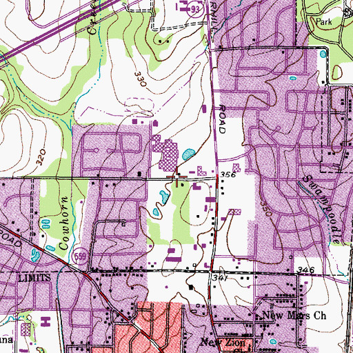 Topographic Map of Texas High School Baseball Field, TX