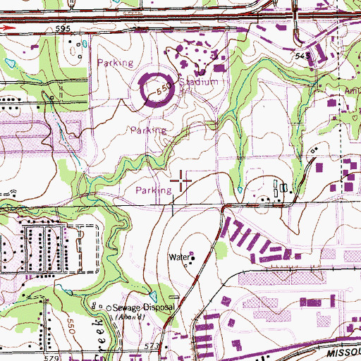 Topographic Map of Rangers Ballpark in Arlington, TX
