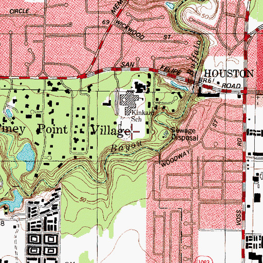 Topographic Map of The Kincaid School Baseball Field, TX