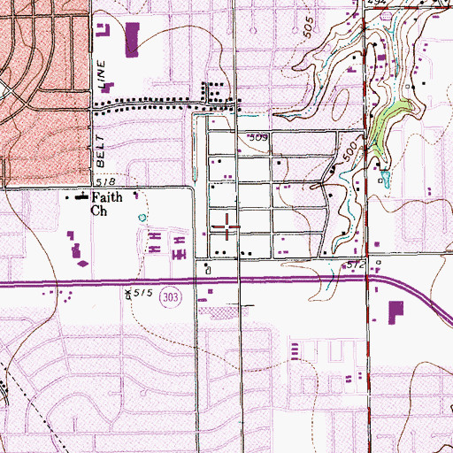 Topographic Map of Kennedy Middle School Baseball Field, TX