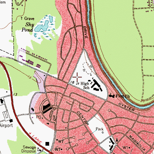 Topographic Map of Lake Jackson Intermediate School Baseball Fields, TX