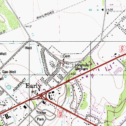 Topographic Map of McDonald Field, TX
