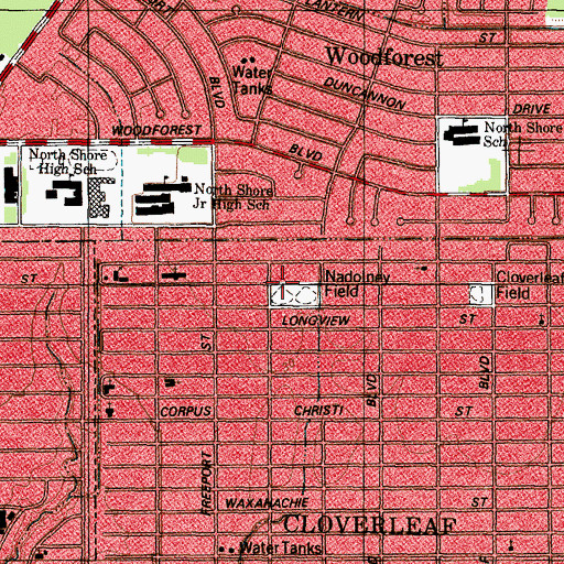 Topographic Map of Northshore Little League Nadolney Field, TX