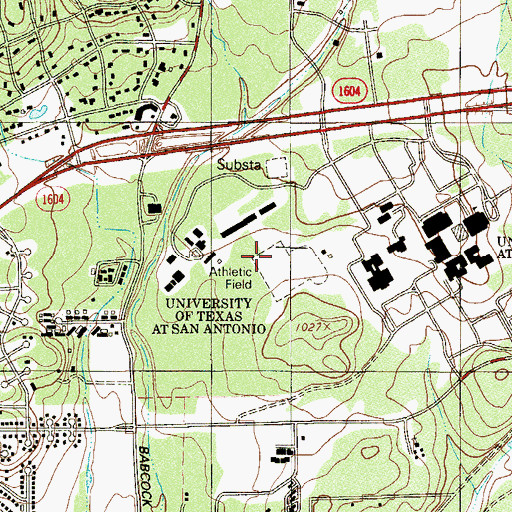 Topographic Map of San Antonio Baseball Field - University of Texas, TX