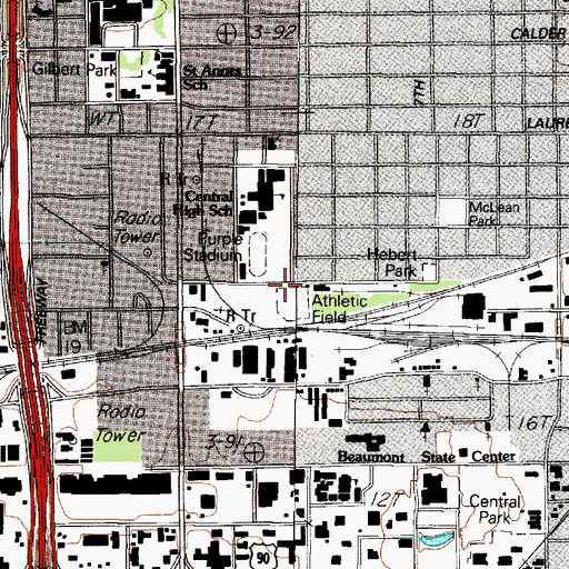Topographic Map of Central Senior High School Baseball Field, TX