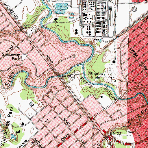 Topographic Map of Chavez High School Baseball Field, TX