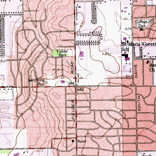 Topographic Map of Clay Gould Ballpark, TX