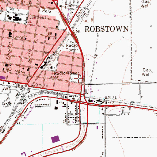 Topographic Map of Coastal Bend Aviators Stadium, TX