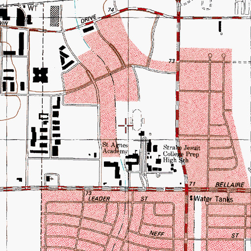 Topographic Map of Crusader Baseball Stadium, TX