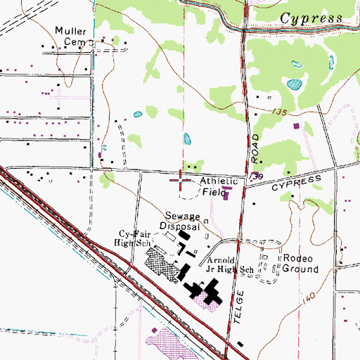 Topographic Map of Cy-Fair High School Baseball Field, TX