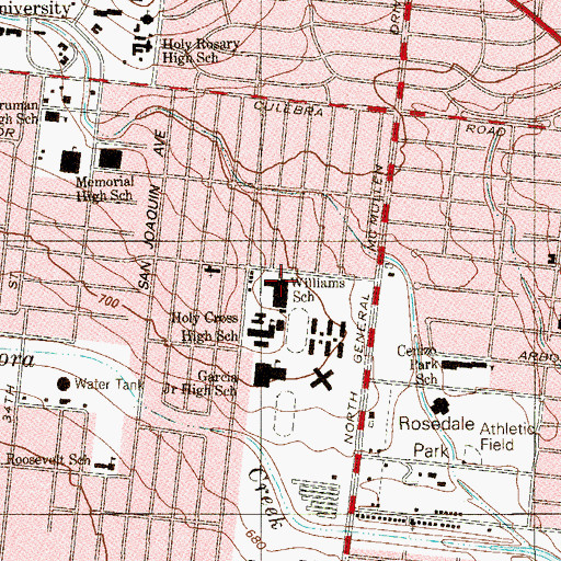 Topographic Map of Holy Cross of San Antonio School Baseball Field, TX