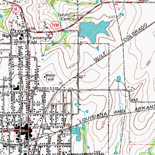 Topographic Map of J W Spain Athletic Complex, TX