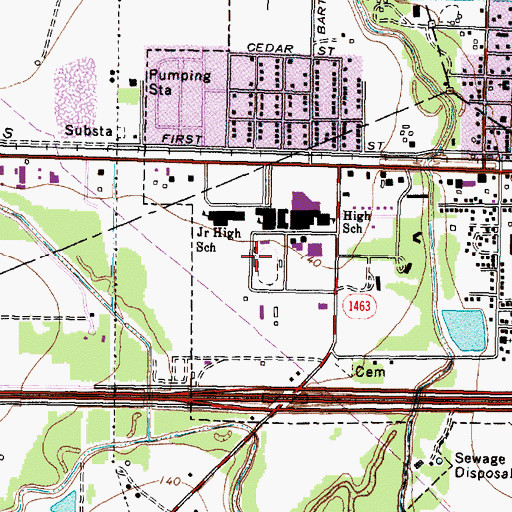 Topographic Map of Katy High School Baseball Field, TX