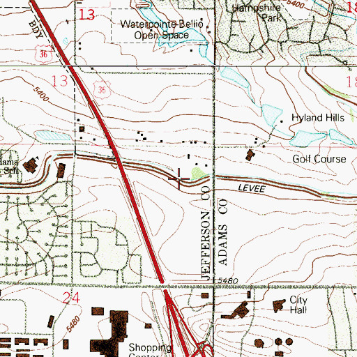 Topographic Map of Niver Canal, CO