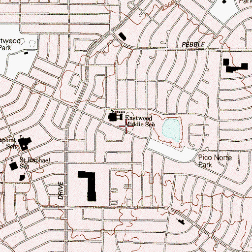 Topographic Map of Eastwood Junior High School Baseball Field, TX