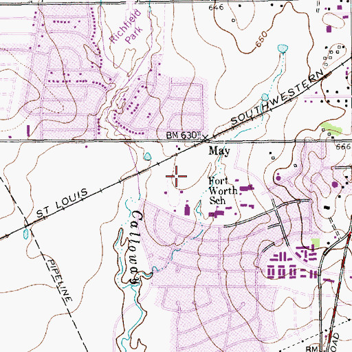 Topographic Map of Fort Worth Christian School Baseball Field, TX