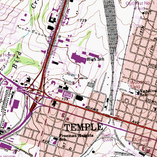 Topographic Map of Hallford Baseball Field, TX