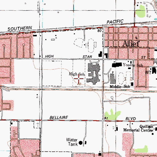 Topographic Map of Hastings High School Baseball Field, TX