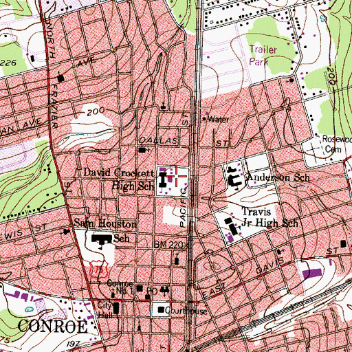 Topographic Map of Travis Field, TX