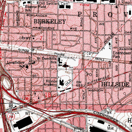 Topographic Map of Saint Domitilla Church, IL