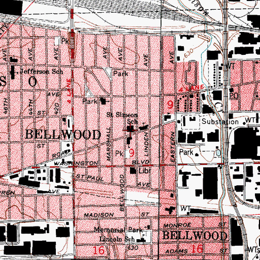 Topographic Map of Saint Simeon's Church, IL
