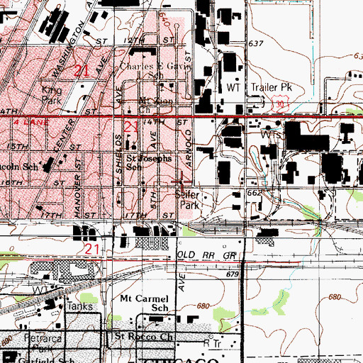 Topographic Map of Baker Memorial Christian Methodist Episcopal Church, IL