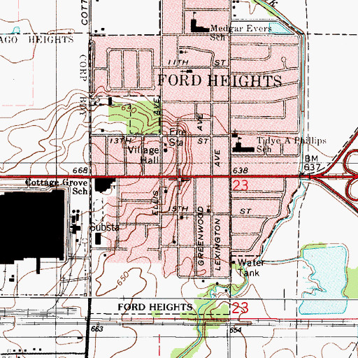 Topographic Map of Cole Temple Church of God in Christ, IL