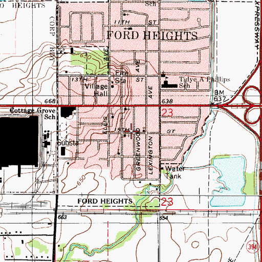 Topographic Map of Sabbath Day Pentecostal Church, IL