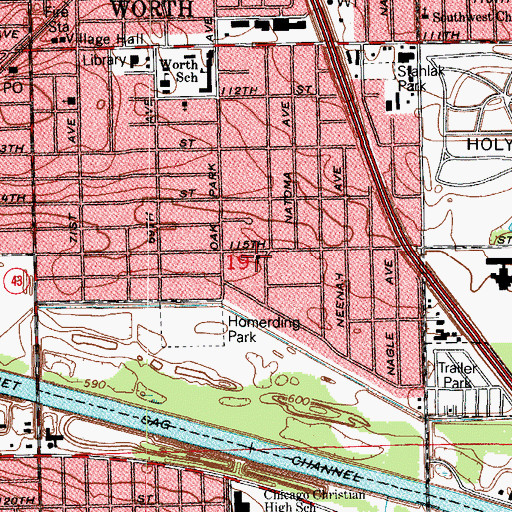 Topographic Map of Church of Christ, IL