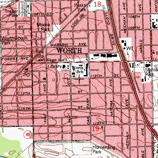 Topographic Map of Church of the Nazarene, IL
