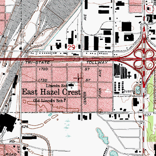 Topographic Map of East Hazel Crest Bible Church, IL
