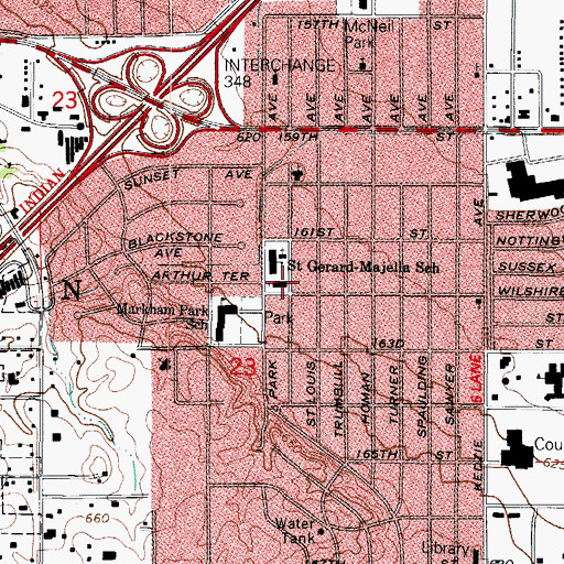 Topographic Map of Saint Gerard Catholic Church, IL