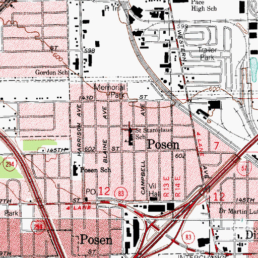 Topographic Map of Saint Stanislaus Catholic Church, IL
