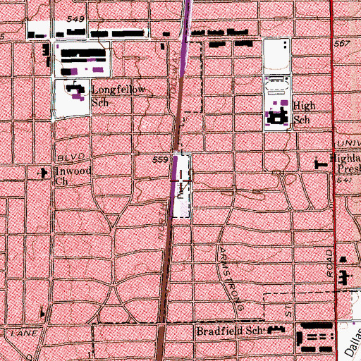 Topographic Map of Germany Park, TX
