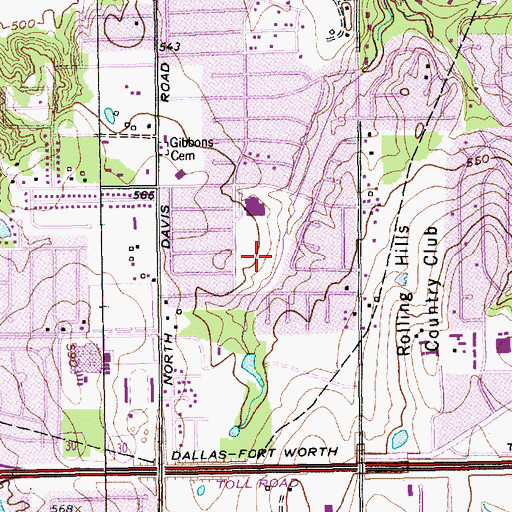 Topographic Map of Gibbins Park, TX