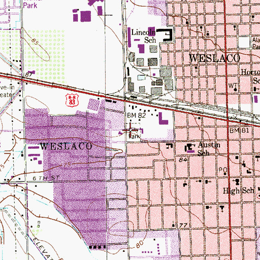 Topographic Map of Gibson Park, TX