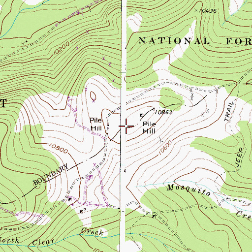 Topographic Map of Pile Hill, CO