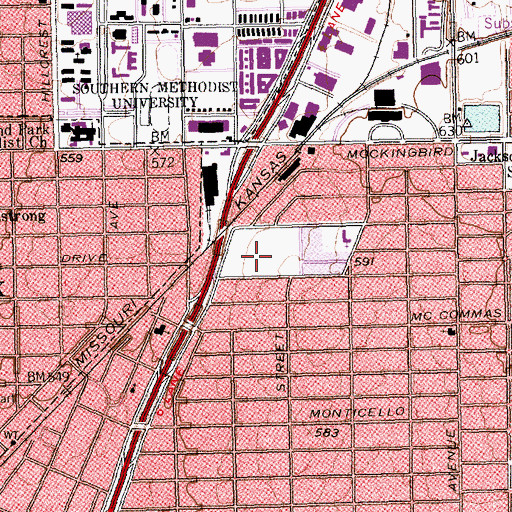 Topographic Map of Glencoe Park, TX
