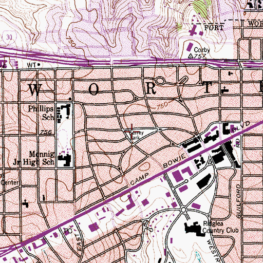Topographic Map of Goodman Park, TX
