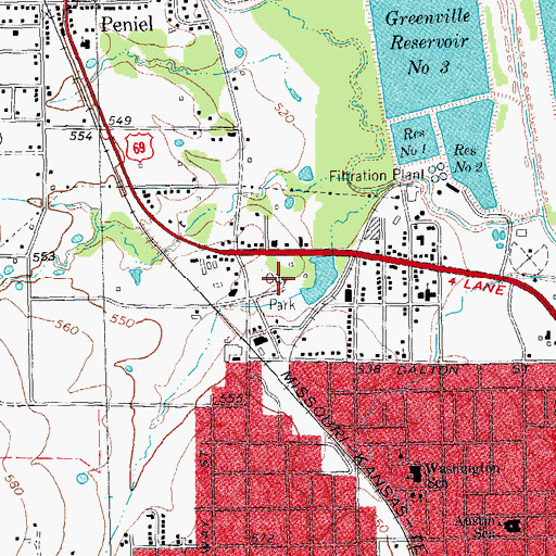 Topographic Map of Graham Park, TX