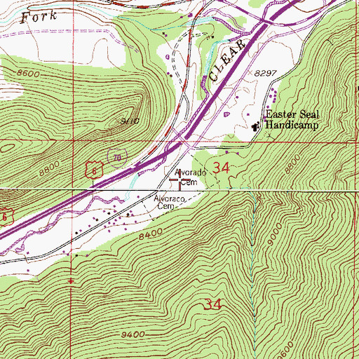 Topographic Map of Alvorado Cemetery, CO