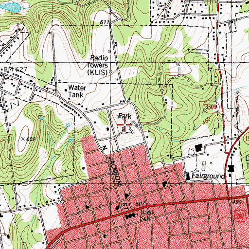 Topographic Map of Green Park, TX