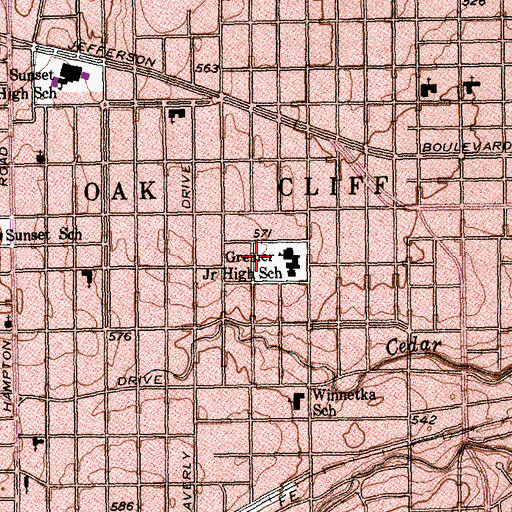 Topographic Map of Greiner Park, TX