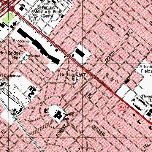 Topographic Map of Griffing Park, TX