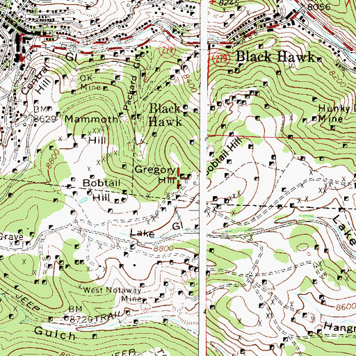 Topographic Map of Gregory Hill, CO