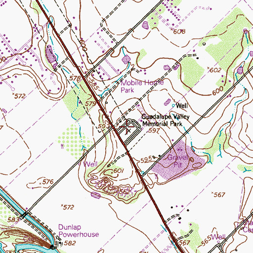 Topographic Map of Guadalupe Valley Memorial Park, TX