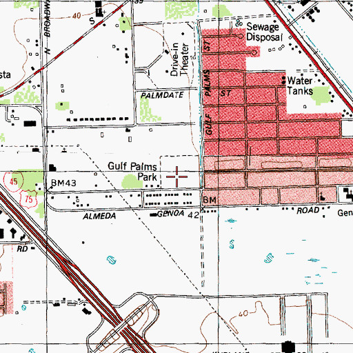 Topographic Map of Gulf Palms Park, TX